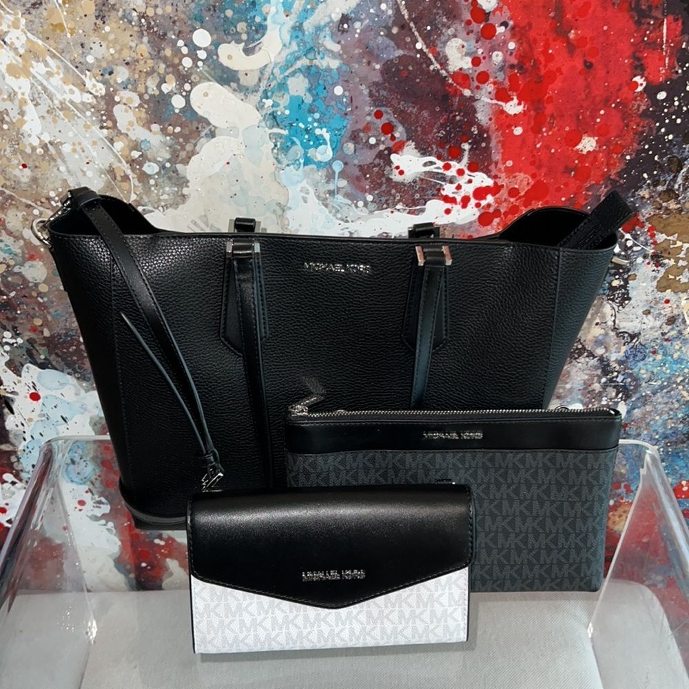 New Michael Kors Large Pebbled Leather 3-In-1 Tote Bag